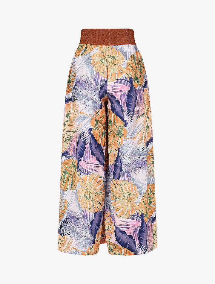 Pantalon imprimé tropical à taille haute - Indigo