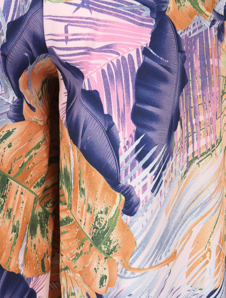 Pantalon imprimé tropical à taille haute - Indigo