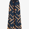 Pantalon ample taille haute motif graphique - Marine