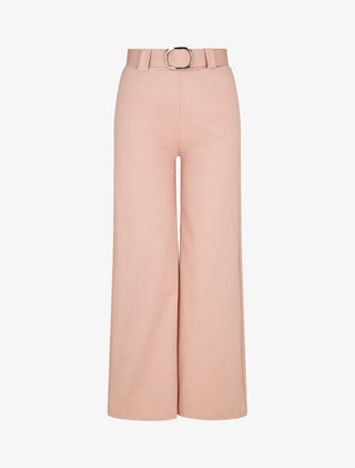Pantalon droit taille haute uni - Rose pâle