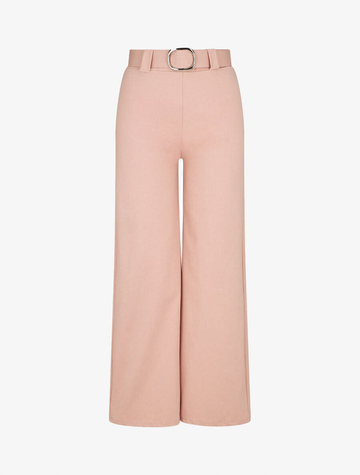 Pantalon droit taille haute uni - Rose pâle