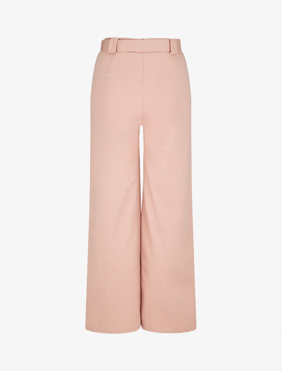 Pantalon droit taille haute uni - Rose pâle