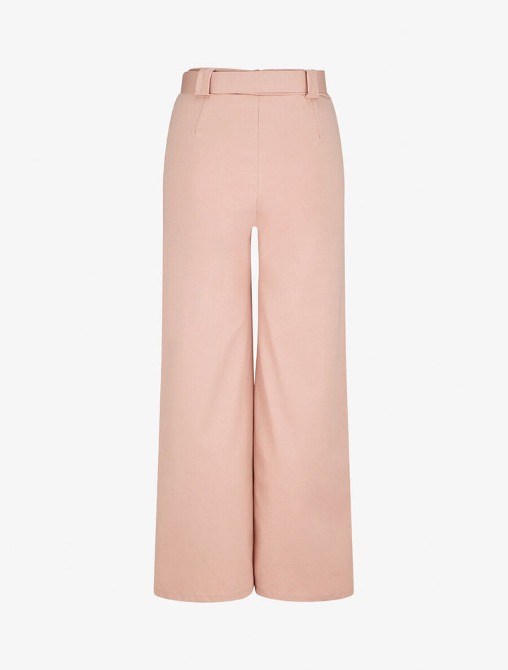 Pantalon droit taille haute uni - Rose pâle