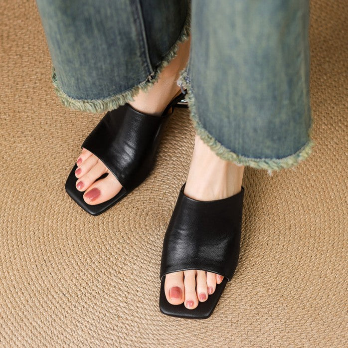 Agnès | Mules à talons en cuir