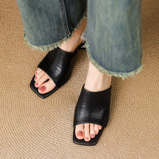 Agnès | Mules à talons en cuir