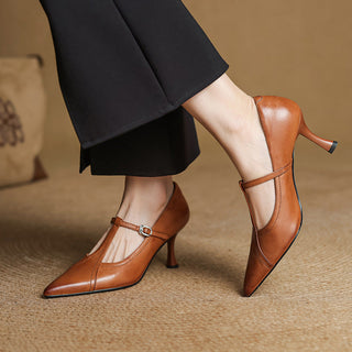Aveline | Cuir T-Riemen Escarpins