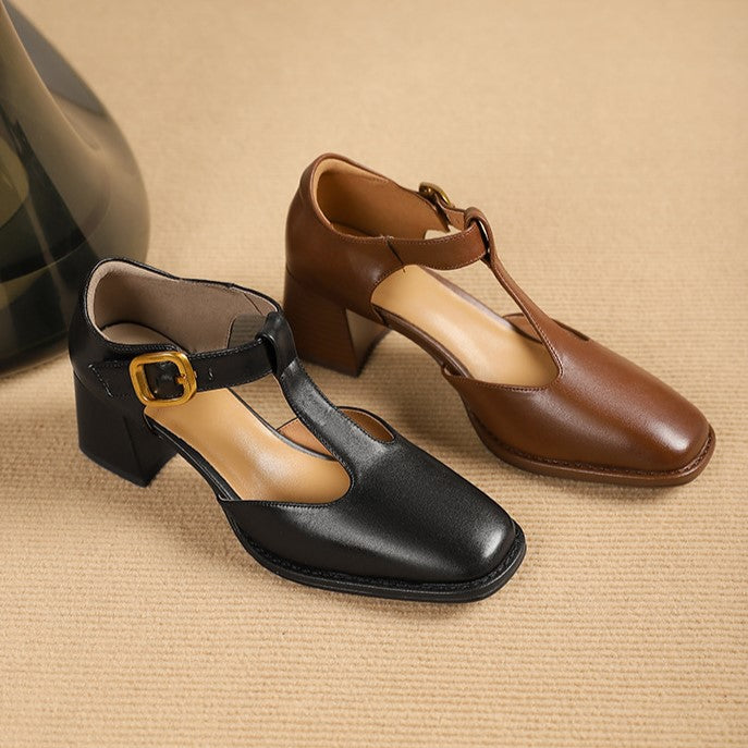 Marcele | T-Riemen Cuir Escarpins
