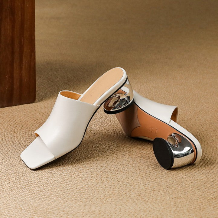 Agnès | Mules à talons en cuir