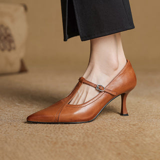 Aveline | Cuir T-Riemen Escarpins