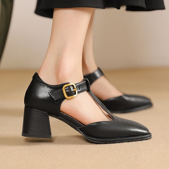 Marcele | T-Riemen Cuir Escarpins