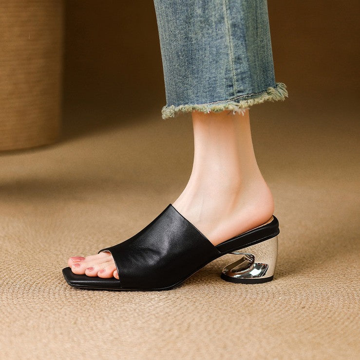 Agnès | Mules à talons en cuir