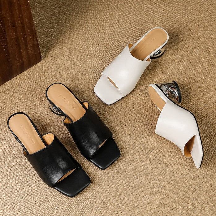 Agnès | Mules à talons en cuir