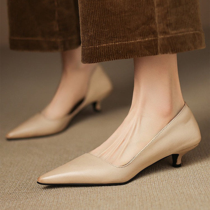 Arlette | Cuir Escarpins à Talon Kitten