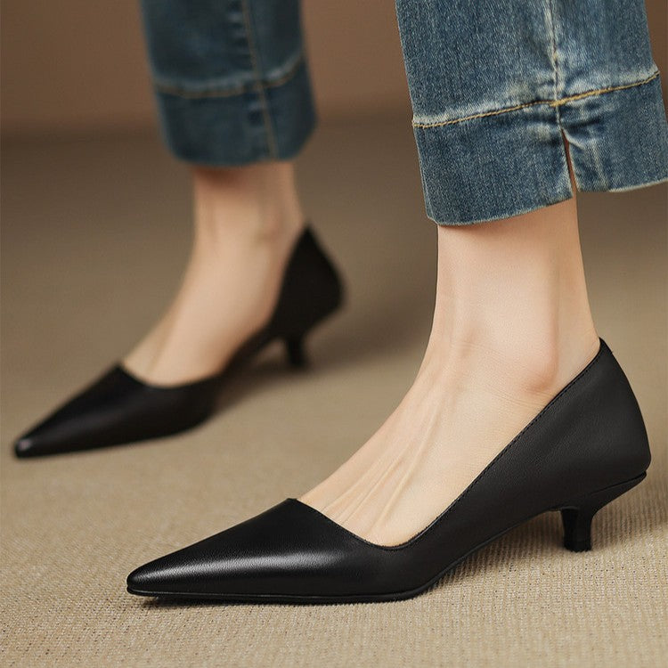 Arlette | Cuir Escarpins à Talon Kitten