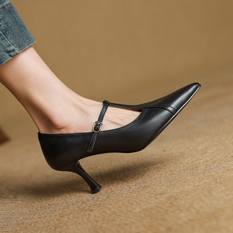 Aveline | Cuir T-Riemen Escarpins