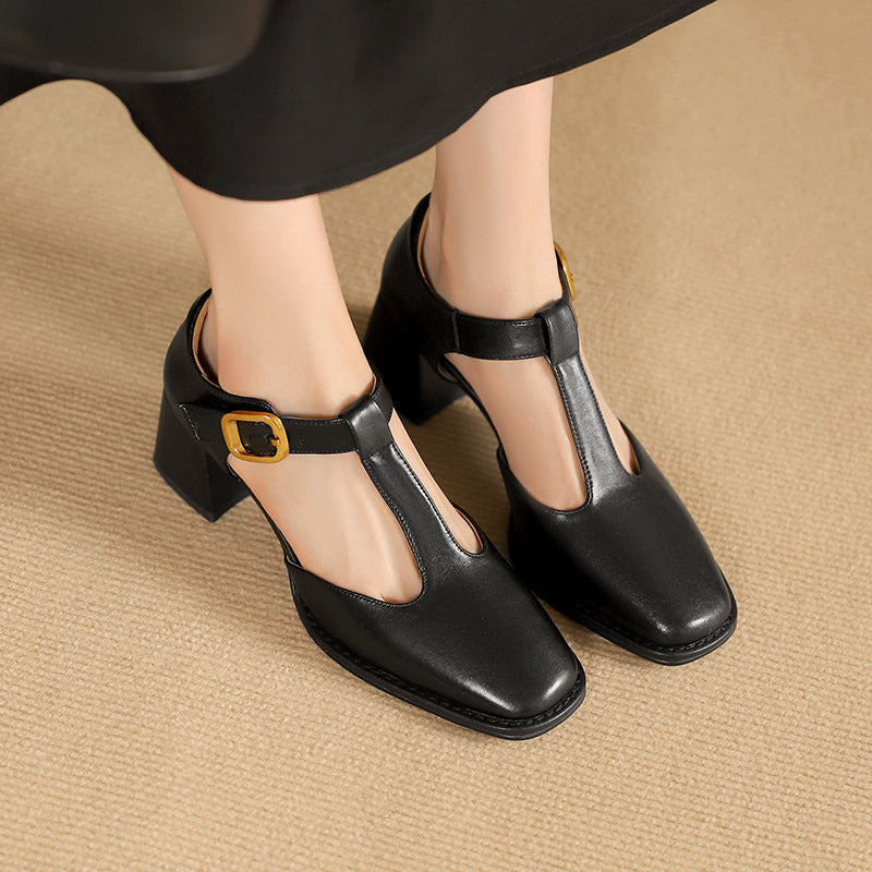 Marcele | T-Riemen Cuir Escarpins