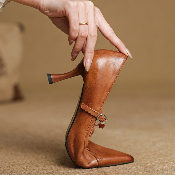 Aveline | Cuir T-Riemen Escarpins