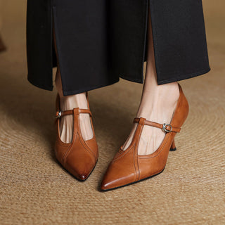 Aveline | Cuir T-Riemen Escarpins