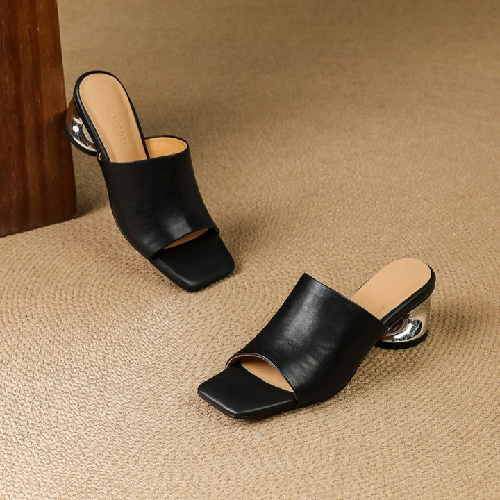 Agnès | Mules à talons en cuir