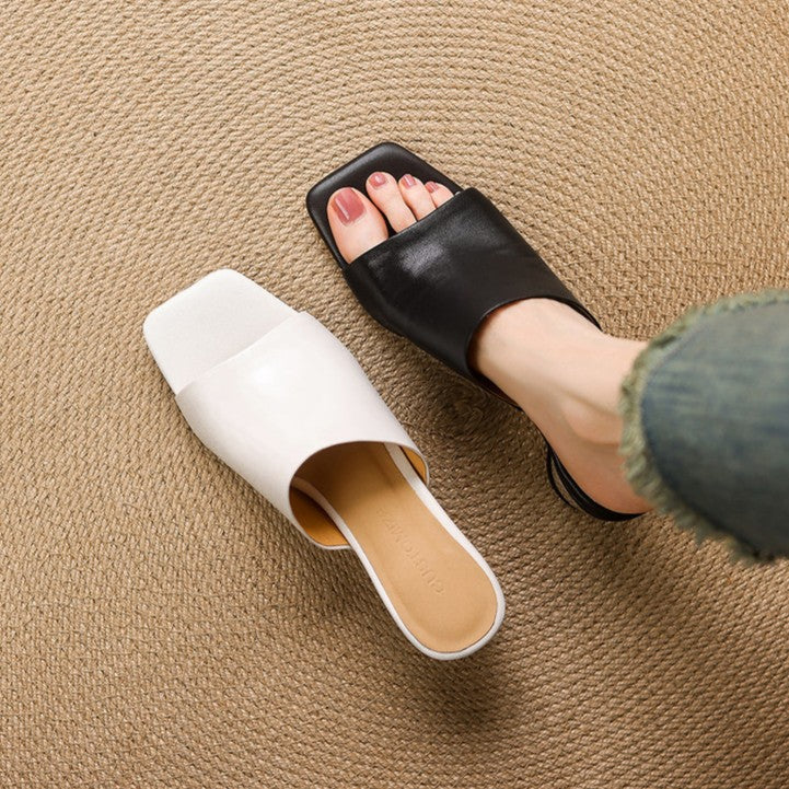 Agnès | Mules à talons en cuir