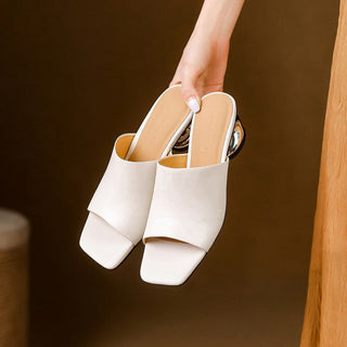 Agnès | Mules à talons en cuir