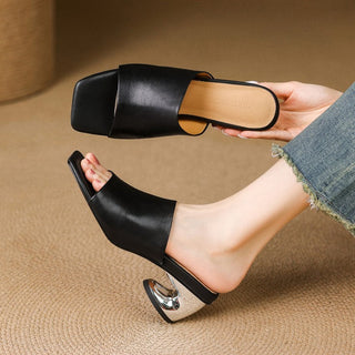 Agnès | Mules à talons en cuir