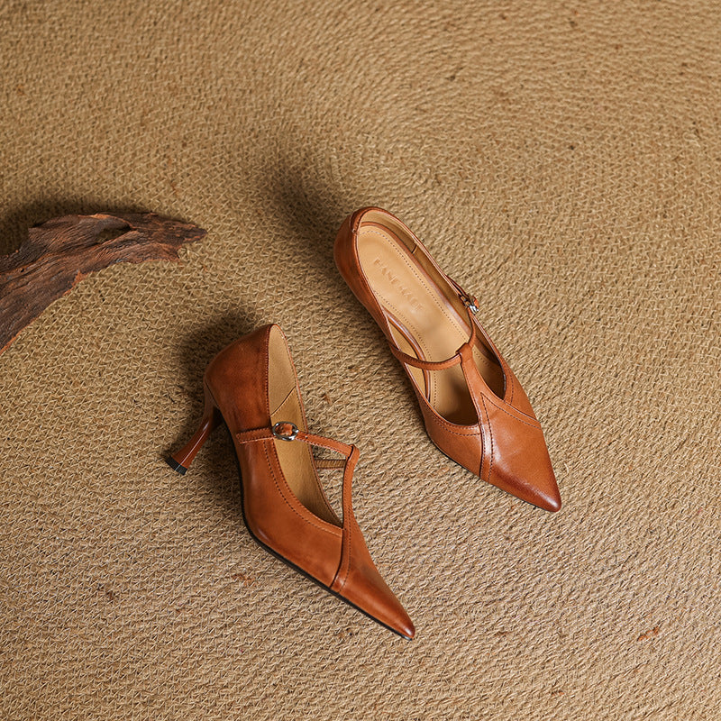 Aveline | Cuir T-Riemen Escarpins