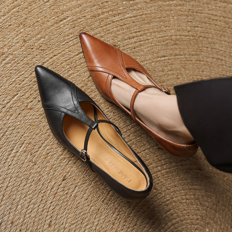 Aveline | Cuir T-Riemen Escarpins