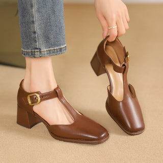 Marcele | T-Riemen Cuir Escarpins