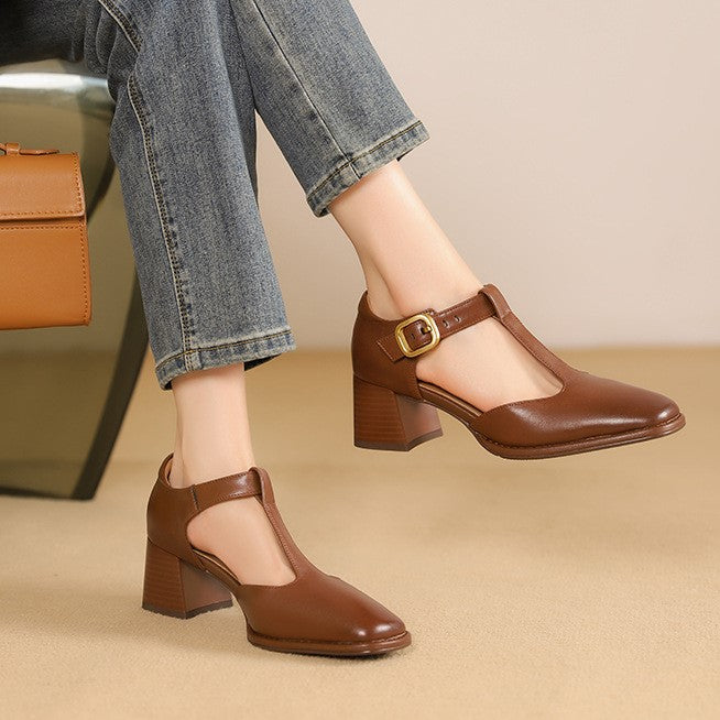 Marcele | T-Riemen Cuir Escarpins