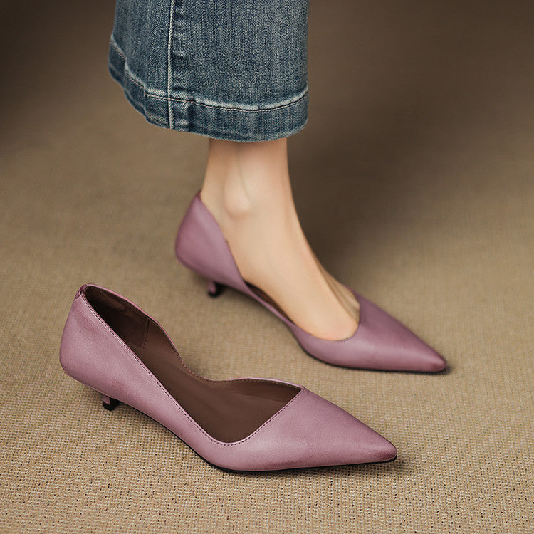 Arlette | Cuir Escarpins à Talon Kitten