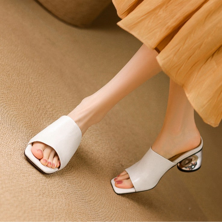 Agnès | Mules à talons en cuir