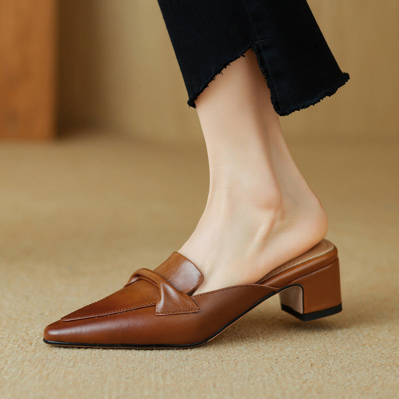 Anaïs | Mules en cuir à bout pointu