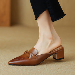 Anaïs | Mules en cuir à bout pointu