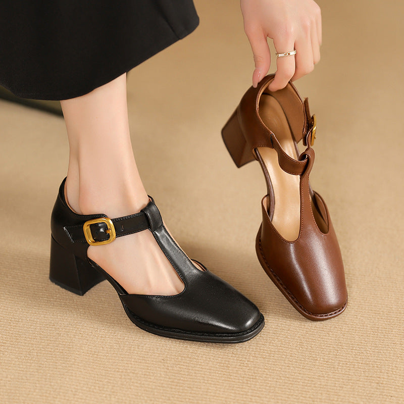 Marcele | T-Riemen Cuir Escarpins