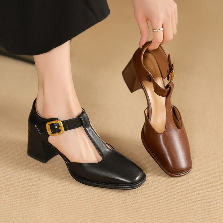 Marcele | T-Riemen Cuir Escarpins