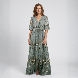 Élodie | Robe longue fleurie col V