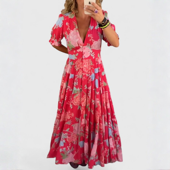 Minelda | Robe fleurie col V