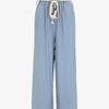 Pantalon côtelé taille haute coupe ample - Bleu