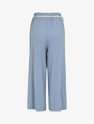 Pantalon côtelé taille haute coupe ample - Bleu