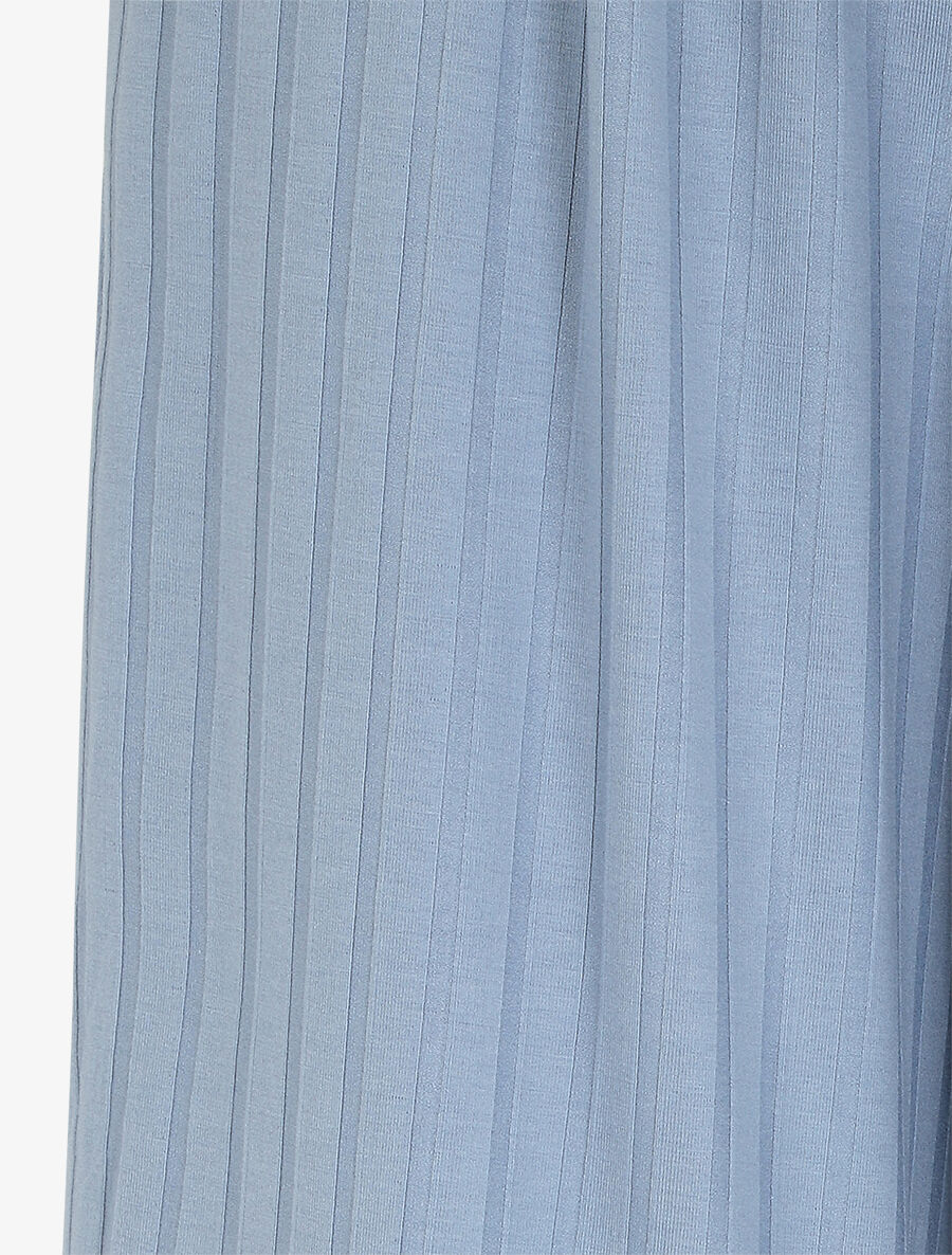 Pantalon côtelé taille haute coupe ample - Bleu