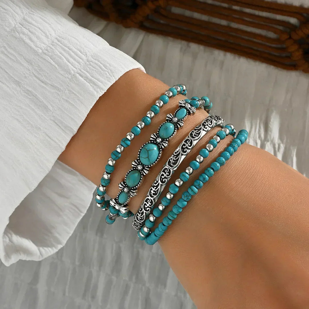 Maëlys | Bracelet multi-rangs turquoise raffiné