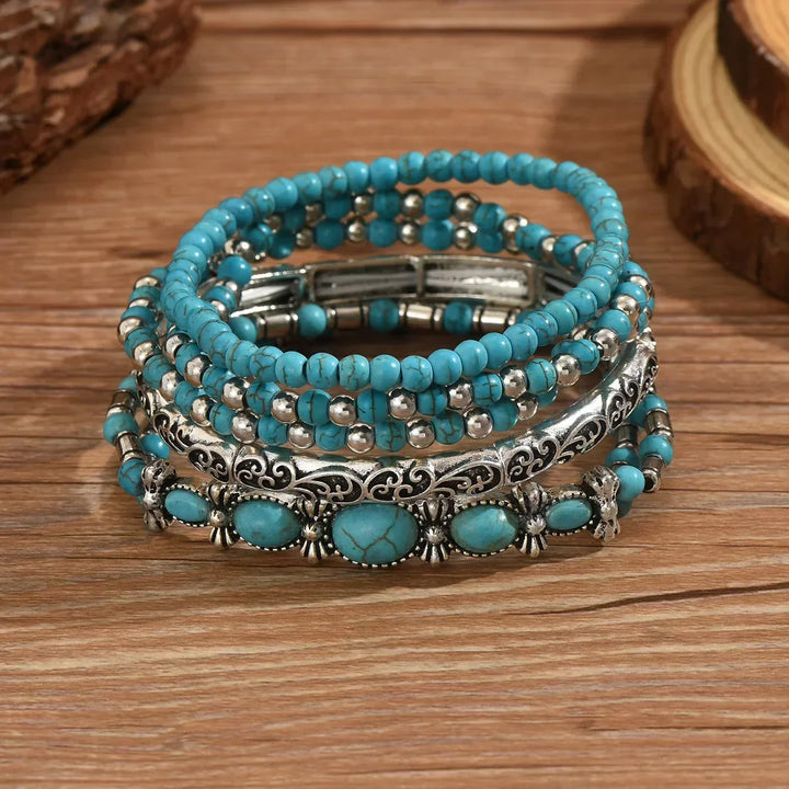 Maëlys | Bracelet multi-rangs turquoise raffiné
