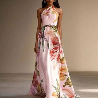 Liora | Robe Maxi Fleurie À Col Halter