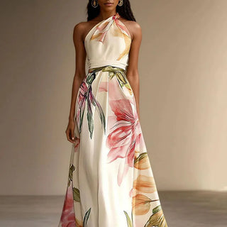 Liora | Robe Maxi Fleurie À Col Halter