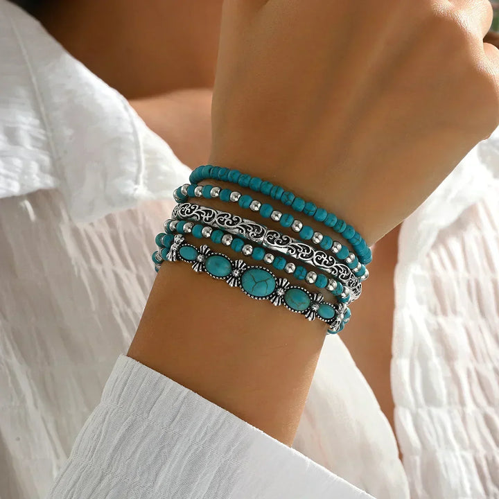 Maëlys | Bracelet multi-rangs turquoise raffiné
