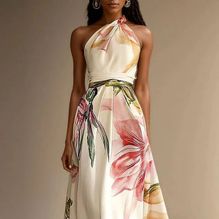 Liora | Robe Maxi Fleurie À Col Halter