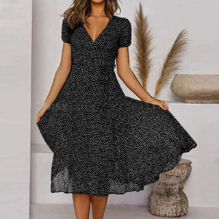Sienna | Robe Midi Col V & Jupe Évasée Fluide