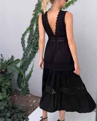 Robe débardeur col V en dentelle