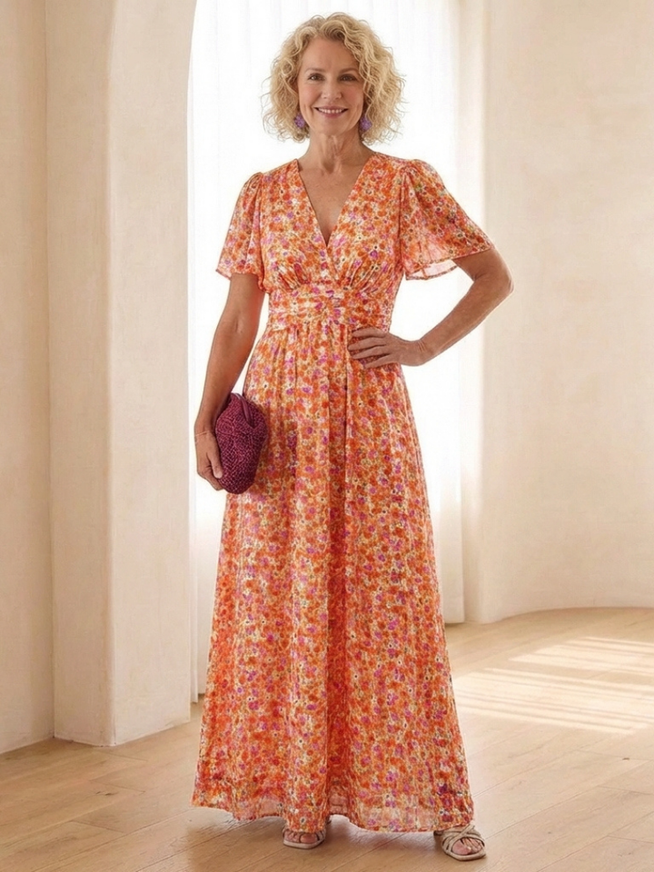 Élina | Robe longue fluide fleurie
